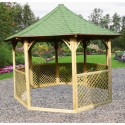 Pavillon octogonal en bois massif diamètre de 3,52m avec shingles