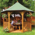 Pavillon octogonal en bois massif diamètre de 3,52m avec shingles