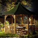 Pavillon octogonal en bois massif diamètre de 3,52m avec shingles