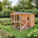 Poulailler en bois 16mm FSC non-teinté avec toit bitumé pour 6 à 10 poules