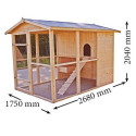 Poulailler en bois 16mm FSC non-teinté avec toit bitumé pour 6 à 10 poules