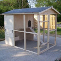 Poulailler en bois 16mm FSC non-teinté avec toit bitumé pour 6 à 10 poules