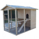 Poulailler en bois 16mm FSC non-teinté avec toit bitumé pour 6 à 10 poules