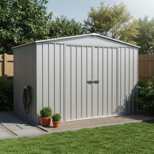 Abri de jardin en métal 6,5m² silver grey Fraser -CERLAND