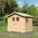 Garage en bois certifié 13,28m² avec madriers 28mm - Karibu