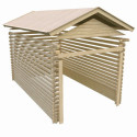 Garage en bois certifié 13,28m² avec madriers 28mm - Karibu
