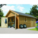 Garage en bois certifié 20,78m² - madriers 40mm – Karibu