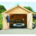 Garage en bois certifié 20,78m² - madriers 40mm – Karibu