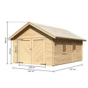 Garage en bois certifié 20,78m² - madriers 40mm – Karibu