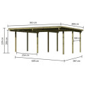 Carport double en pin autoclave avec toit PVC 27,58m² - Karibu
