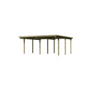 Carport double en pin autoclave avec toit PVC 27,58m² - Karibu