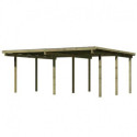Carport double en pin autoclave avec toit PVC 27,58m² - Karibu