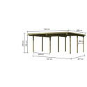 Carport double en pin autoclave avec toit PVC 27,58m² - Karibu