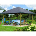 Kiosque carré Holm 1 en bois FSC – 4,31x4,31m - Karibu