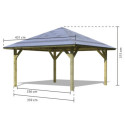 Kiosque carré Holm 1 en bois FSC – 4,31x4,31m - Karibu