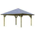 Kiosque carré Holm 1 en bois FSC – 4,31x4,31m - Karibu