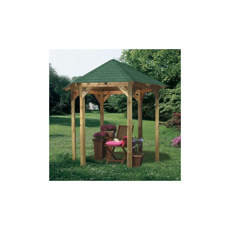 Kiosque hexagonal en bois Lissabon - Diam. 2,99m - Karibu