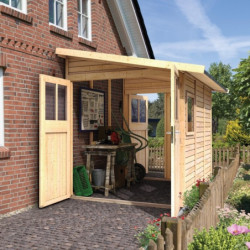 Abri de jardin adossé en bois certifié 6,42m² Juist 4 - Karibu