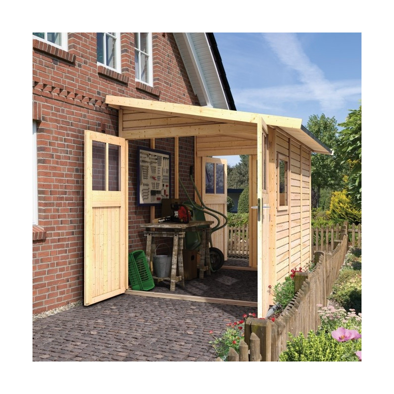 Abri de jardin adossé en bois certifié 6,42m² Juist 4 - Karibu