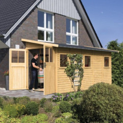 Abri de jardin adossé en bois certifié 8m² Juist 5 - Karibu