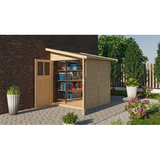 Abri adossé Juist 2 en bois certifié 3,28m² - Karibu