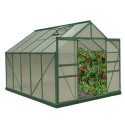 Serre de jardin 7,08m² polycarbonate 4mm + base + 2 ouvertures de lucarne offertes