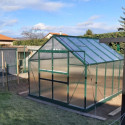 Serre de jardin 7,08m² polycarbonate 4mm + base + 2 ouvertures de lucarne offertes