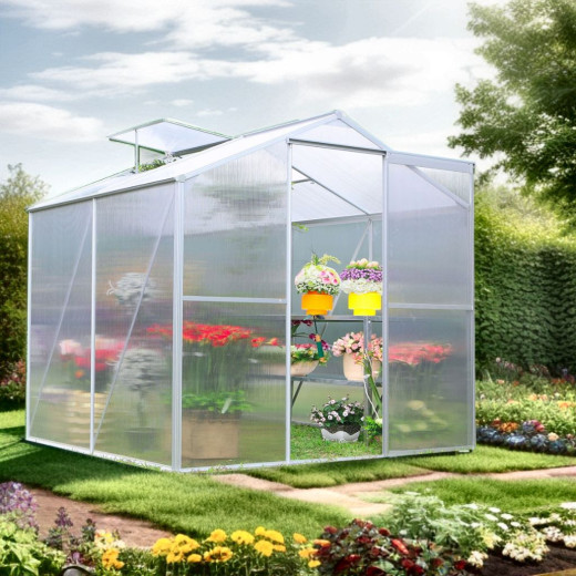 Serre de jardin 2,5m² en aluminium et polycarbonate Habrita
