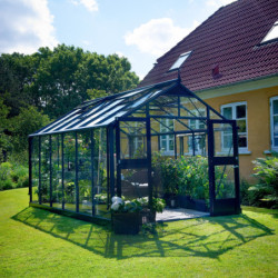 Serre de jardin 13m² anthracite et verre trempé Premium - Juliana