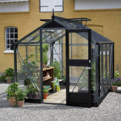 Serre de jardin 8,2m² anthracite en verre trempé Compact New - Juliana