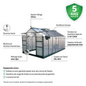 Serre de jardin 13,2m² verte polycarbonate 4mm + embase Green Protect