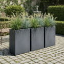 Bac à plantes en fibre de terre 60x25xH.72cm gris plomb