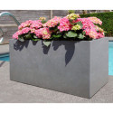 Jardinière en fibre de terre 100x45xH.45cm gris ciment