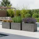 Jardinière en fibre de terre 100x45xH.45cm gris plomb
