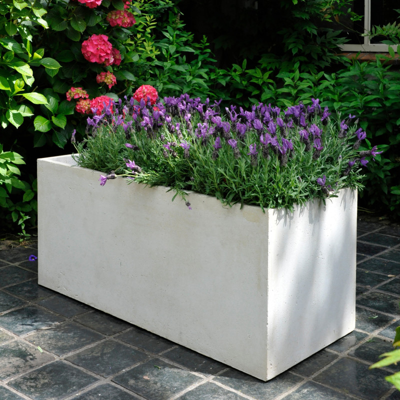 Jardinière en fibre de terre 60x30xH.30cm blanc - MegaCollections