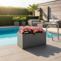 Jardinière en fibre de terre 80x40xH.40cm gris ciment - MegaCollections