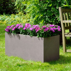 Jardinière en fibre de terre 128L - 80x40xH.40cm taupe - Megacollections