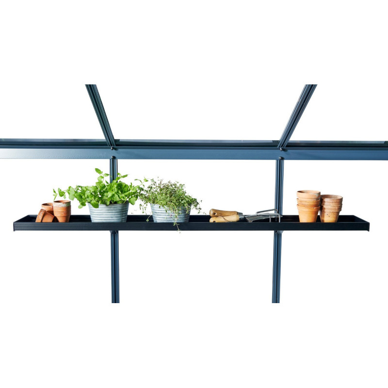 Etagère en aluminium laqué noir 15x141cm pour serre de jardin Juliana