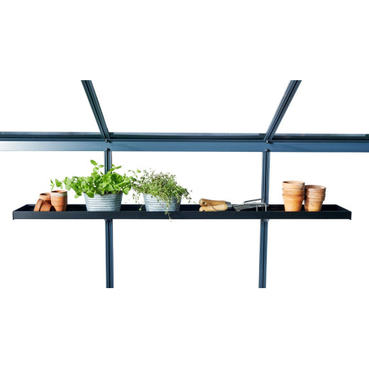 Etagère en aluminium laqué noir 15x141cm pour serre de jardin Juliana