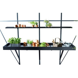 Etagère large en aluminium laqué noir 52x141cm Juliana