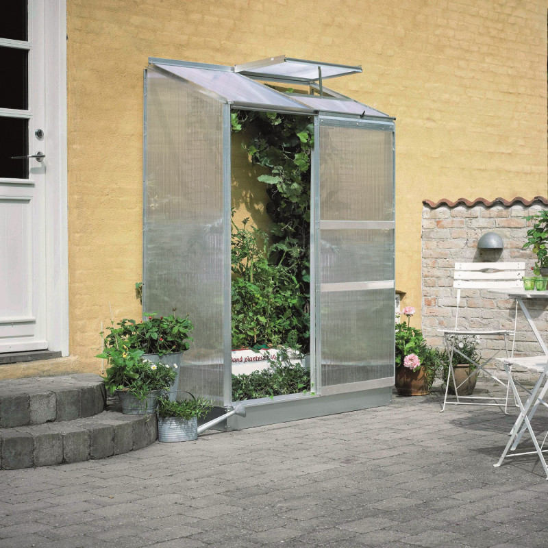 Serre adossée 0,9m² alu et polycarbonate 6mm Altan Halls