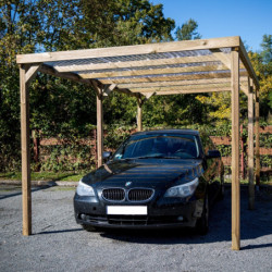 Carport en pin traité autoclave 15m² avec couverture PVC Habrita