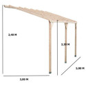 Carport adossé en pin traité autoclave 15m² Habrita