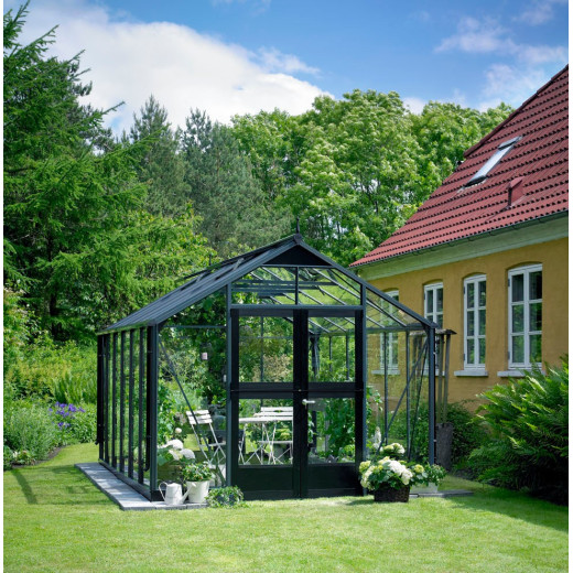 Serre de jardin 10,9m² aluminium et verre trempé Premium – Juliana