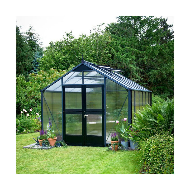 Serre de jardin 8,8m² aluminium et polycarbonate 10mm Premium Juliana
