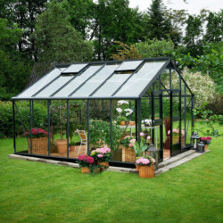 Serre anthracite 16,2m² en verre horticole Gardener - Juliana