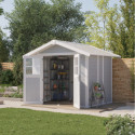 Abri de jardin en PVC 4,9m² gris clair et blanc Grosfillex