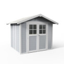 Abri de jardin en PVC 4,9m² gris clair et blanc Grosfillex