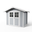 Abri de jardin en PVC 4,9m² gris clair et blanc Grosfillex