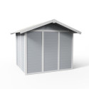Abri de jardin en PVC 4,9m² gris clair et blanc Grosfillex